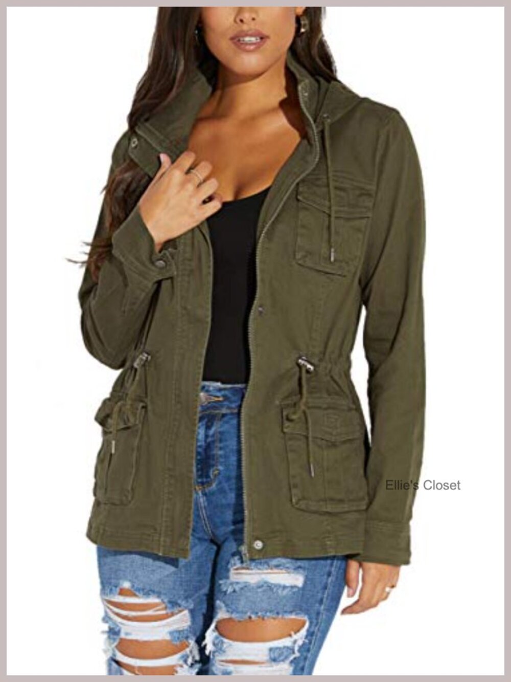 Women's Lightweight Military Jacket with Pockets Casual Fall Utility Shacket
